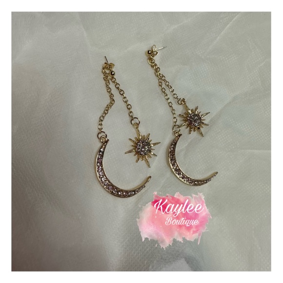 Gold and Silver Dangle Earrings - Picture 2 of 2